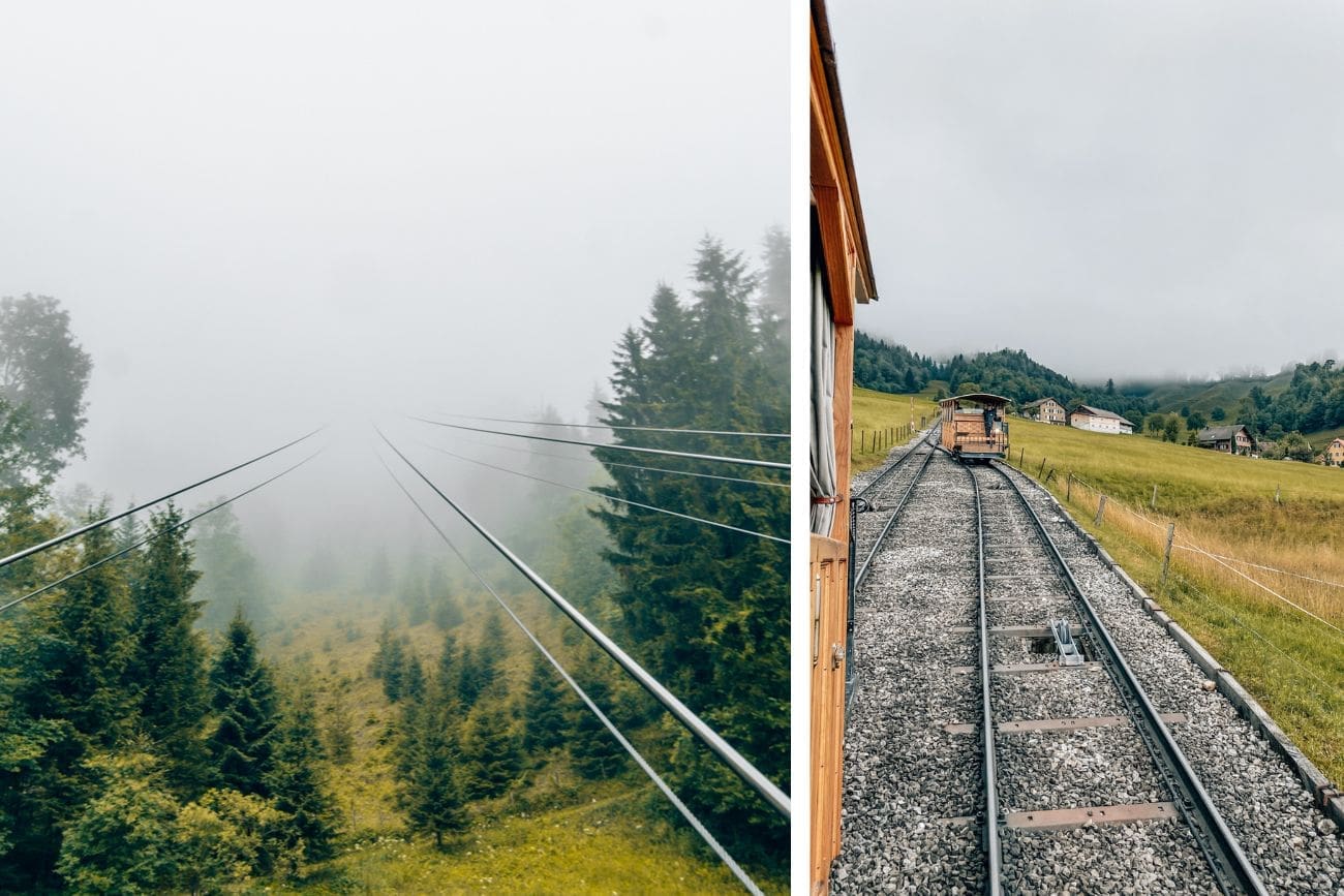 Auffahrt-Stanserhorn Auffahrt mit der Standseilbahn und Cabrio-Bahn