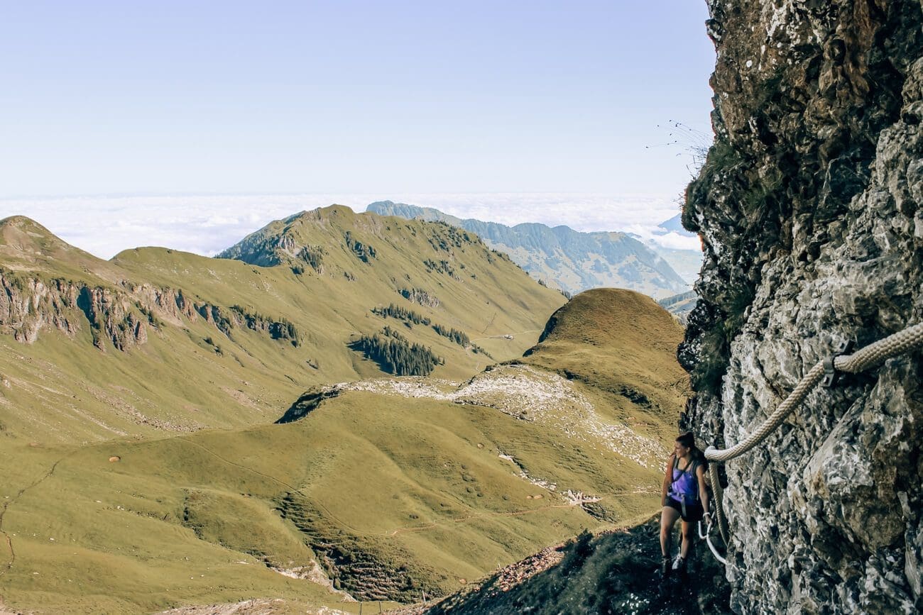 Aufstieg Blick auf den Arvigrat und Gräfimattgrat