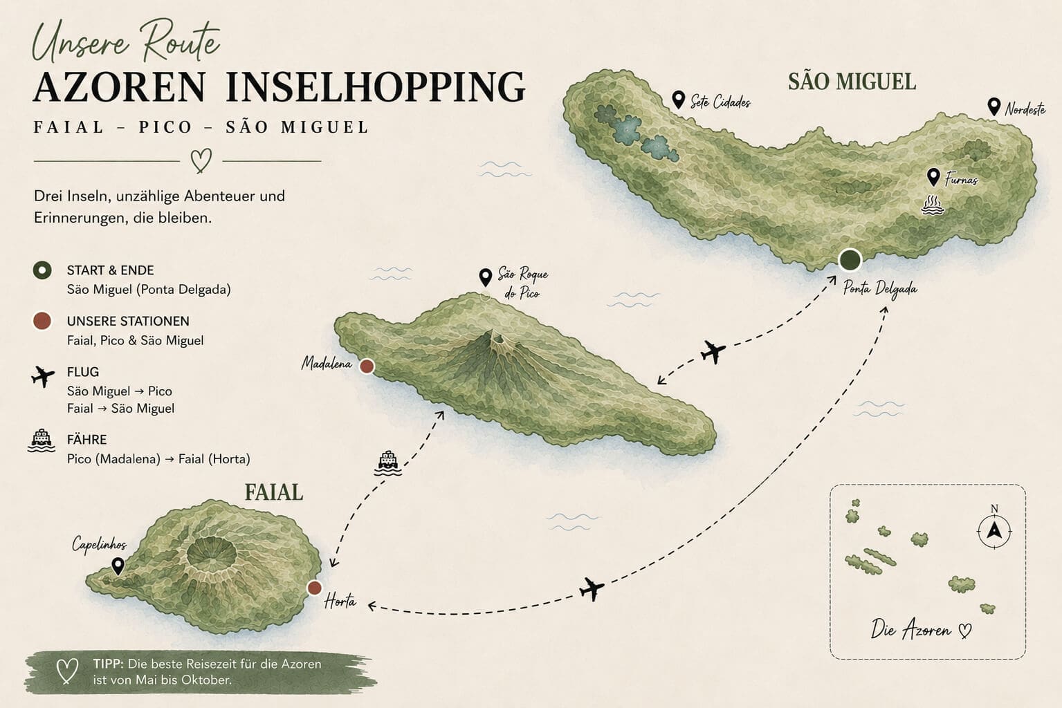 Azoren-Map Karte Azoren